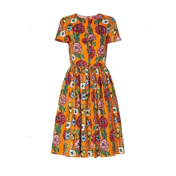 Marni Floral Print Midi Dress - Yellow and Pink - Picture 14 of 16